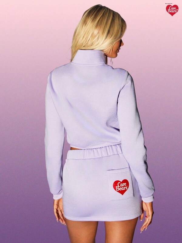 Missguided MISSGUIDED X Carebears MISSGUIDED Cropped Zip Up Sweatshirt With Character Print