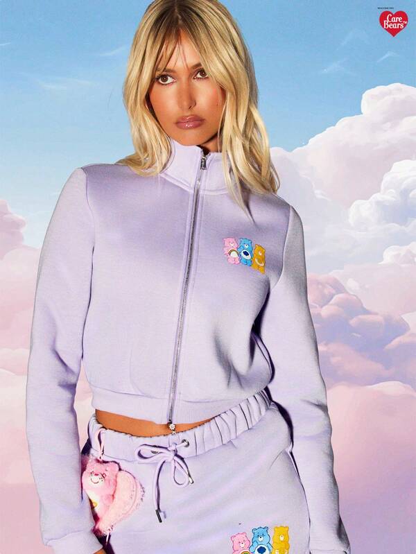 Missguided MISSGUIDED X Carebears MISSGUIDED Cropped Zip Up Sweatshirt With Character Print