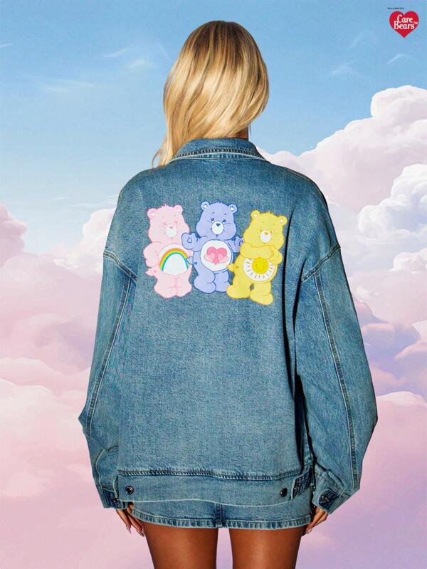 missguided MISSGUIDED x Carebears MISSGUIDED Oversized Denim Jacket With Graphics