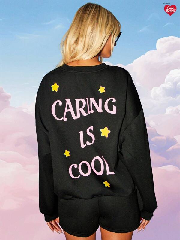 missguided MISSGUIDED x Carebears MISSGUIDED Oversized Sweatshirt With Rainbow Character Print