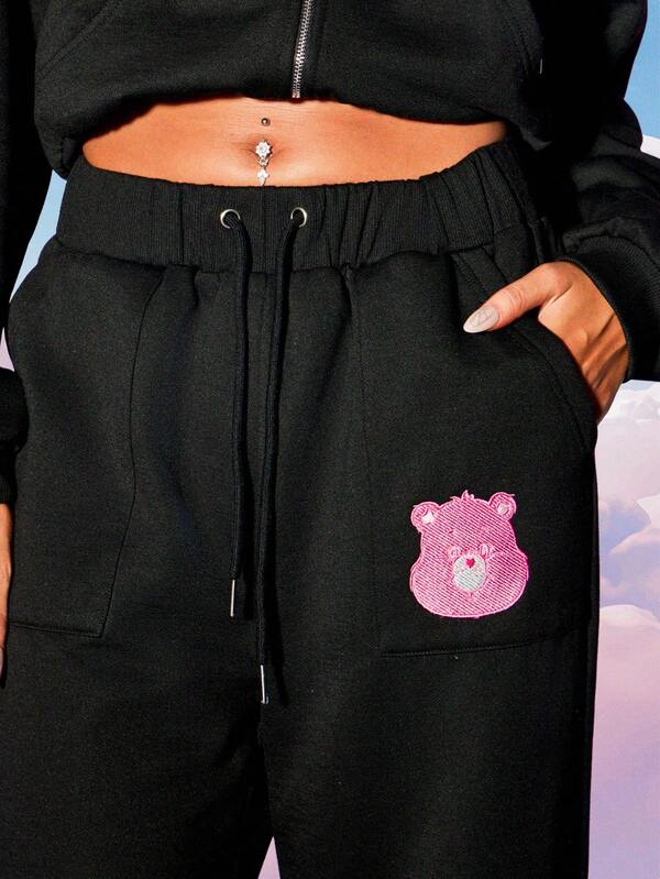 Missguided MISSGUIDED X Carebears MISSGUIDED Wide Leg Sweatpants With Patch Design