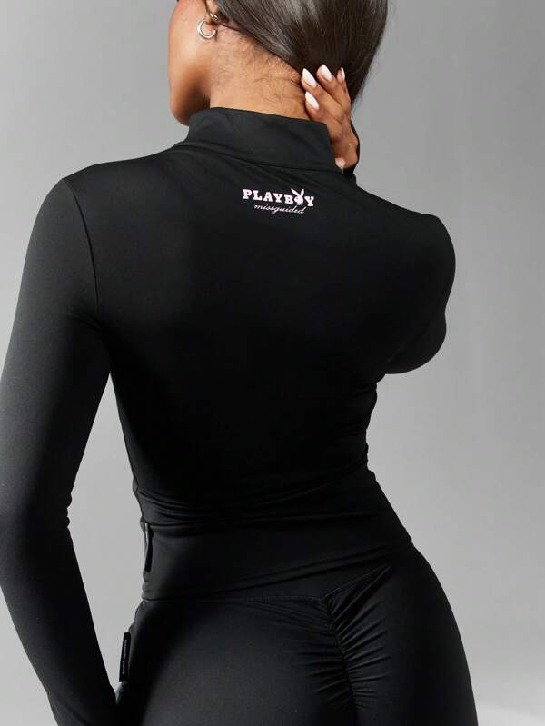 Missguided Missguided X Playboy Activewear Performance Zip Front Jacket