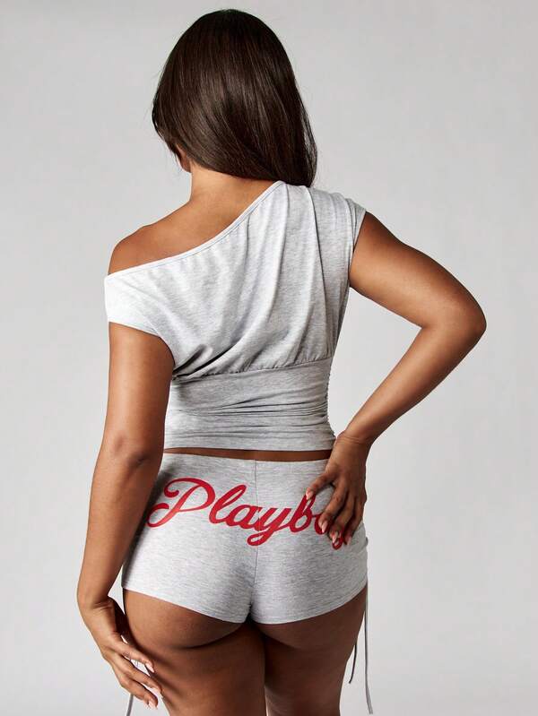 Missguided Missguided X Playboy Asymmetric Ruched Top With Side Ties