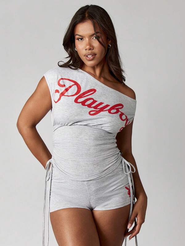 Missguided Missguided X Playboy Asymmetric Ruched Top With Side Ties