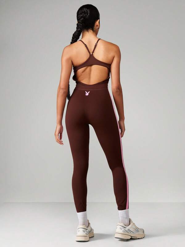 Missguided Missguided X Playboy Athletic Jumpsuit With Side Stripe