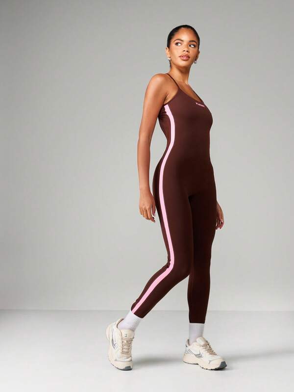 missguided Missguided x Playboy Athletic Jumpsuit With Side Stripe