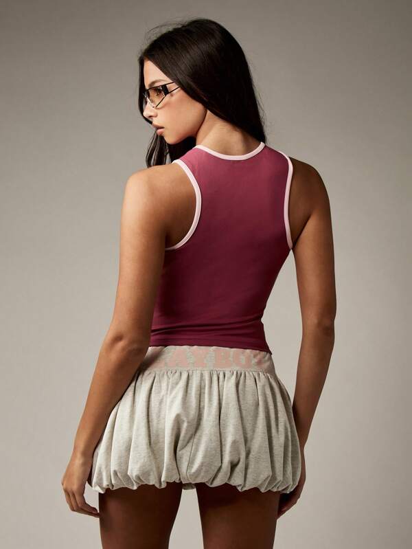Missguided Missguided X Playboy Athletic Racerback Tank Top With Ringer Trim