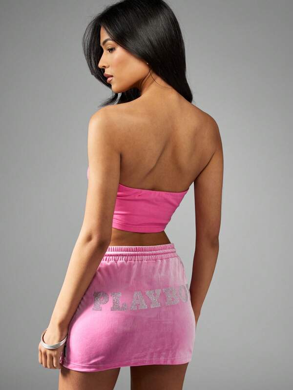 Missguided Missguided X Playboy Athletic Workout Strapless Bandeau Top