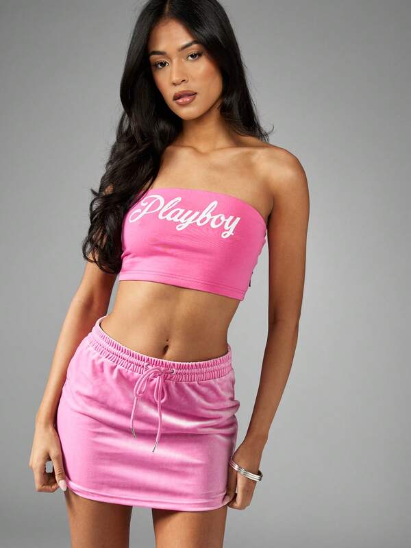Missguided Missguided X Playboy Athletic Workout Strapless Bandeau Top