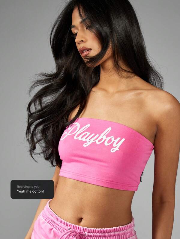 missguided Missguided x Playboy Athletic Workout Strapless Bandeau Top