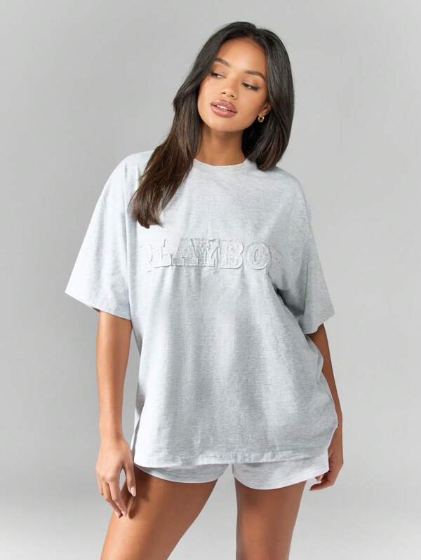 missguided Missguided x Playboy Basic Casual Oversized Applique Graphic T-Shirt