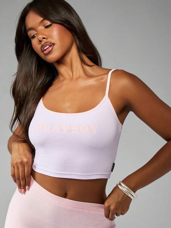 Missguided Missguided X Playboy Basic Essential Logo Strappy Tank