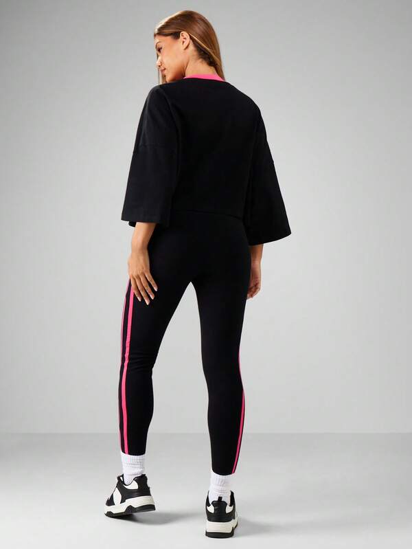 Missguided Missguided X Playboy Bell Sleeve Crop Top And High Rise Leggings Coord