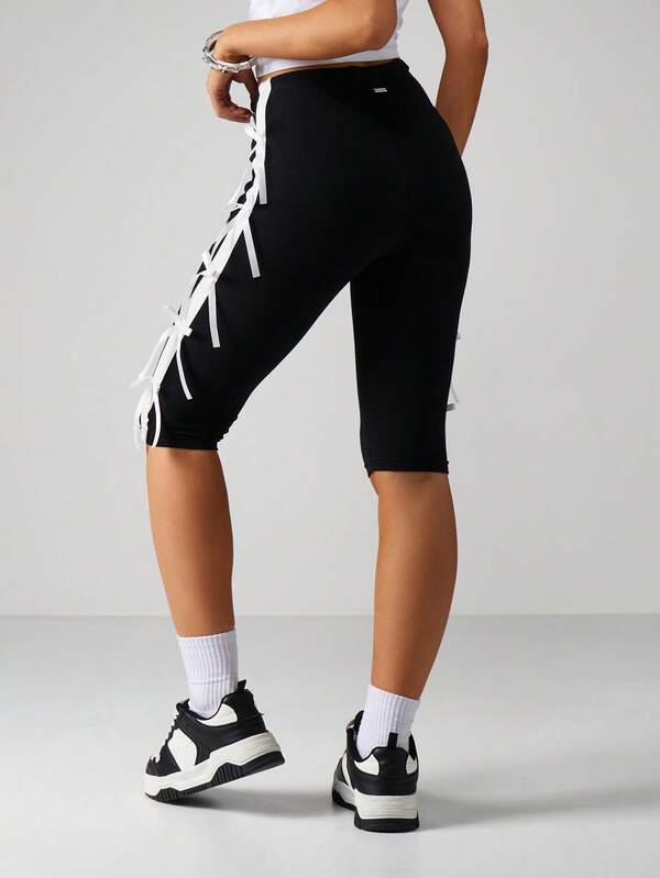Missguided Missguided X Playboy Bow Detail Capri Shorts With Lace Ties
