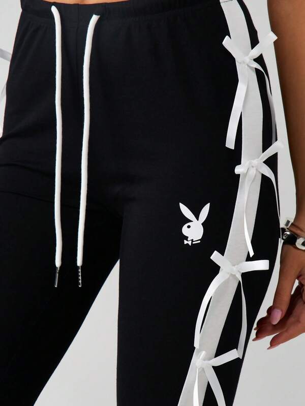 Missguided Missguided X Playboy Bow Detail Capri Shorts With Lace Ties