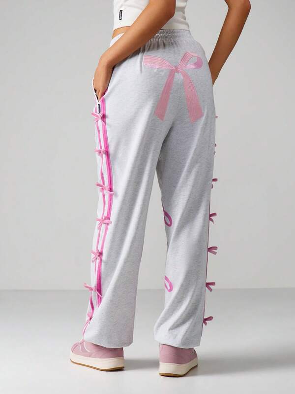 Missguided Missguided X Playboy Bow Detail Side Lace Up Joggers