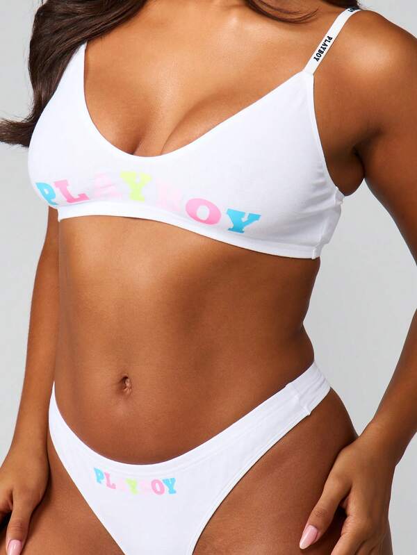 Missguided Missguided X Playboy Bralette And Underwear Set