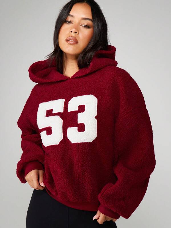 missguided Missguided x Playboy Brand Logo Bunny Head Back Placement Borg Graphic Hoodie