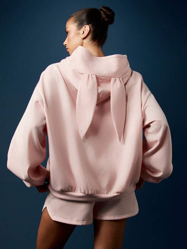 Missguided Missguided X Playboy Bunny Ear Zip Through Hoodie With Rabbit Hood Design