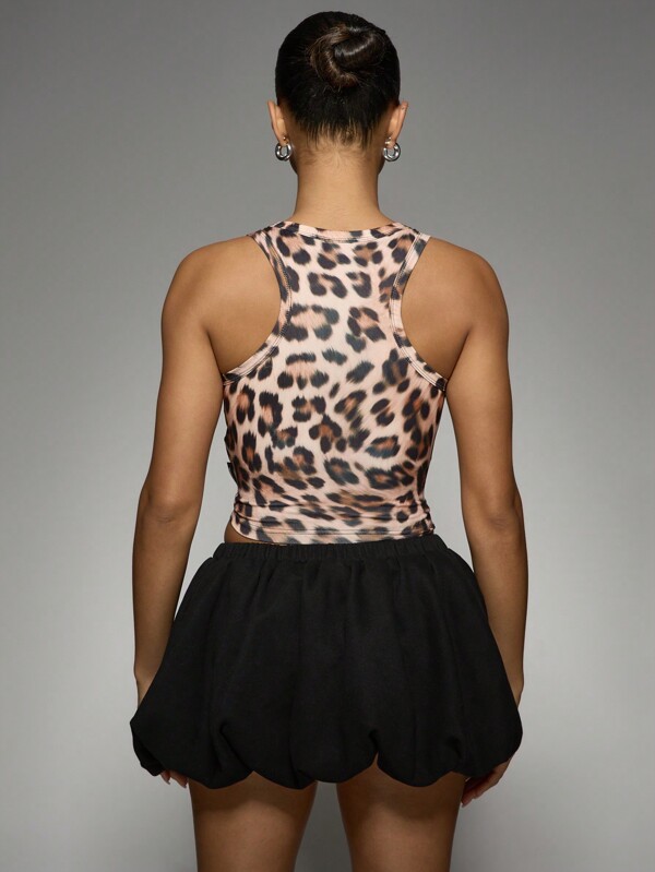 Missguided Missguided X Playboy Bunny Logo Crop Tank Top Cami Pink Graphic Leopard Print
