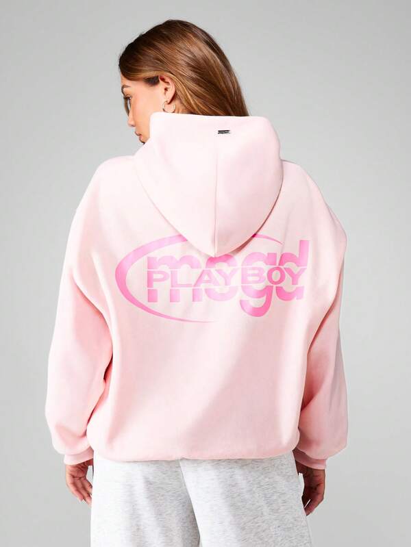 Missguided Missguided X Playboy Bunny Logo Oversized Hoodie With Drawstring