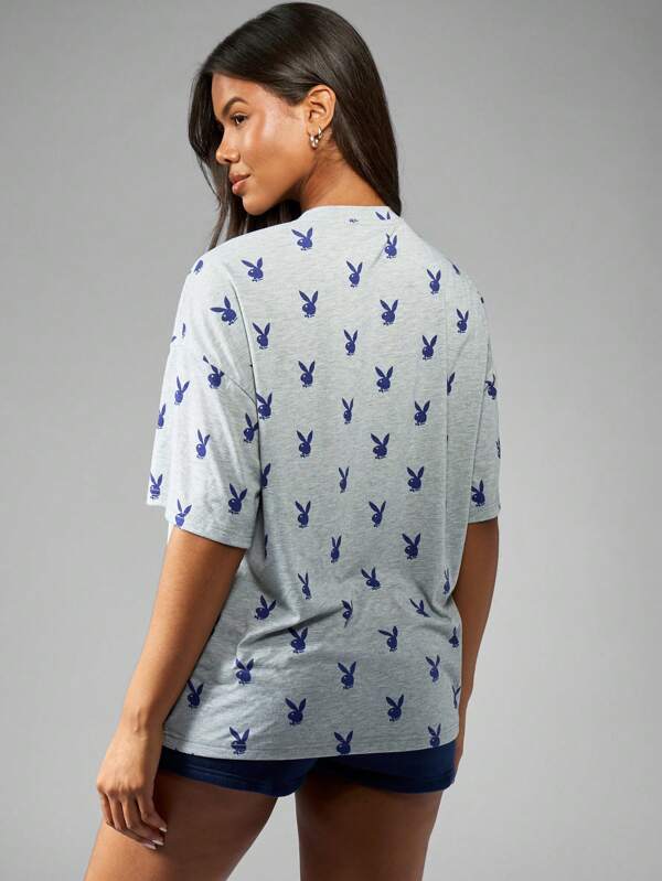 Missguided Missguided X Playboy Bunny Logo Print Oversized Comfort T-Shirt