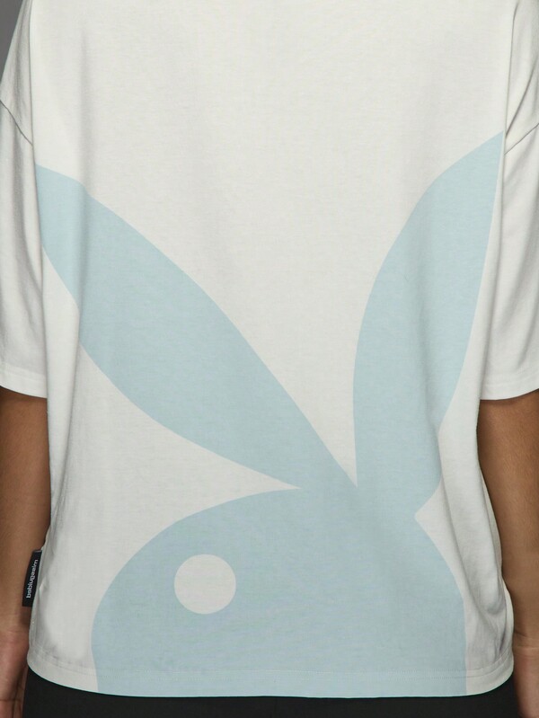 Missguided Missguided X Playboy Bunny Logo Print Round Neck Boxy Short Sleeve Casual T-Shirt