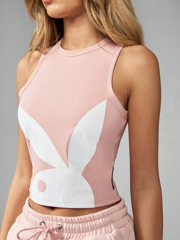 Missguided Missguided X Playboy Bunny Logo Sleeveless Crop Tank Top