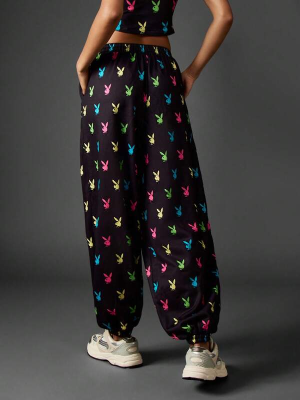 Missguided Missguided X Playboy Bunny Print Baggy Joggers