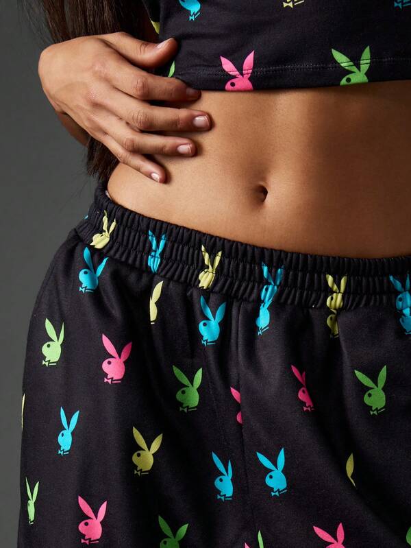 Missguided Missguided X Playboy Bunny Print Baggy Joggers