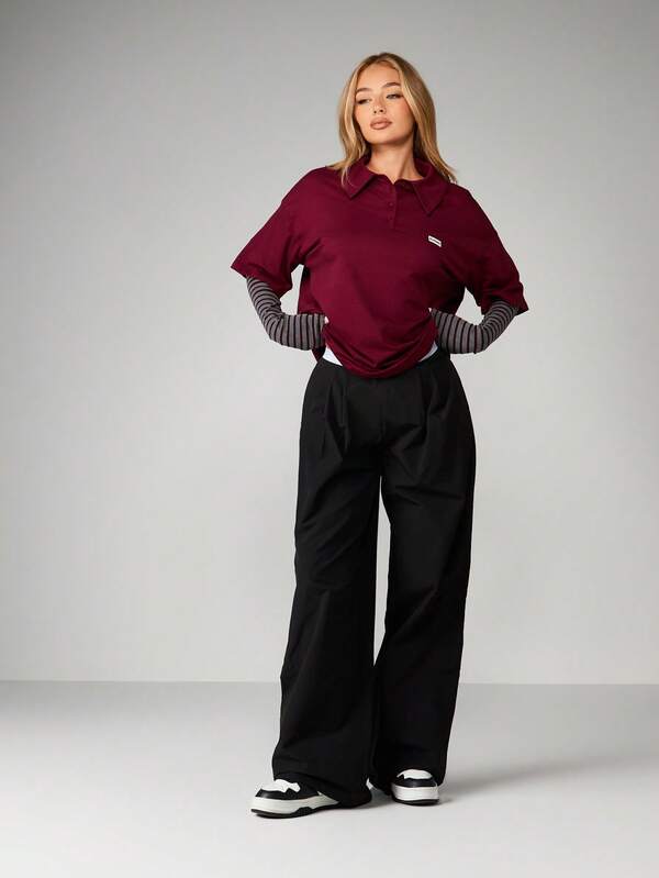 Missguided Missguided X Playboy Burgundy Polo With Striped Sleeves