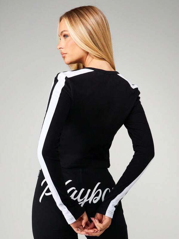 Missguided Missguided X Playboy Button Up Cardigan With White Side Stripes