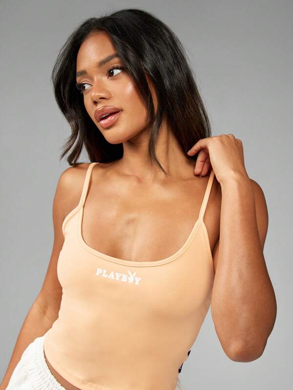 Missguided Missguided X Playboy Cami Tank Top Fitted Spaghetti Strap Lounge Workout