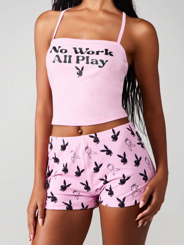 missguided Missguided x Playboy Cami Top With Matching Print Shorts
