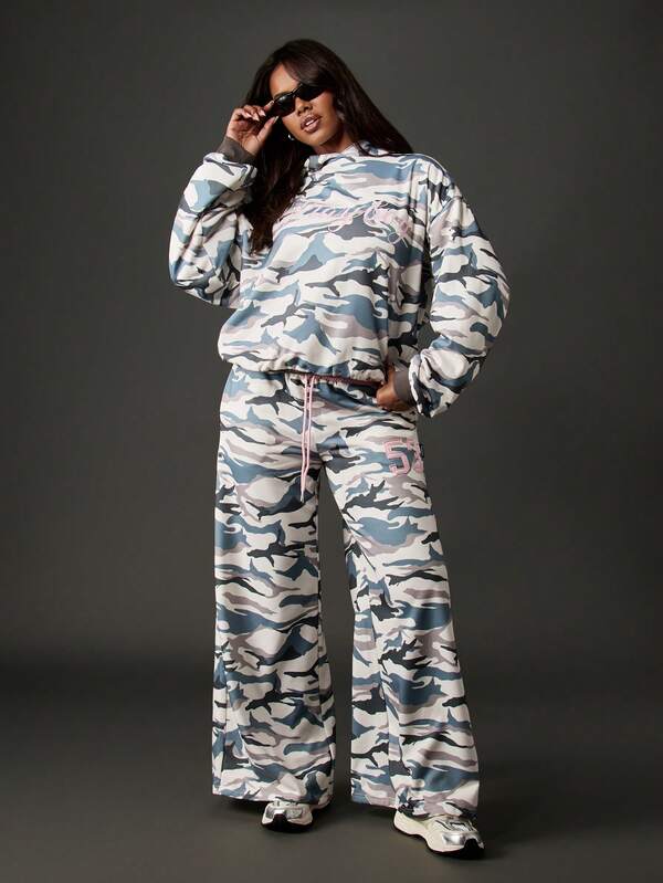 Missguided Missguided X Playboy Camo Print Hoodie With Drawstring And Bunny Logo