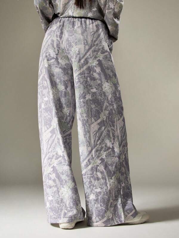 missguided Missguided x Playboy Camo Wide Leg Joggers With Rhinestones