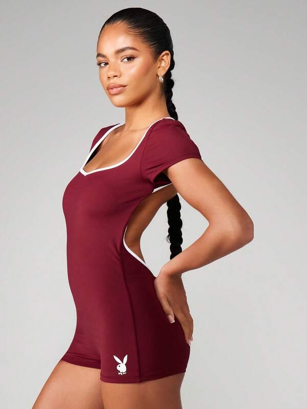 missguided Missguided x Playboy Cap Sleeve Unitard With Open Back