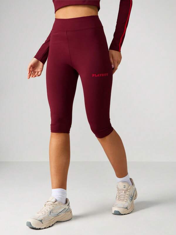 missguided Missguided x Playboy Capri Leggings With High Waistband