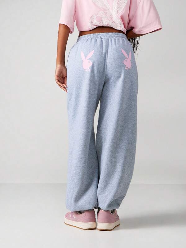 Missguided Missguided X Playboy Casual Sweatpants With Lace Side Stripes