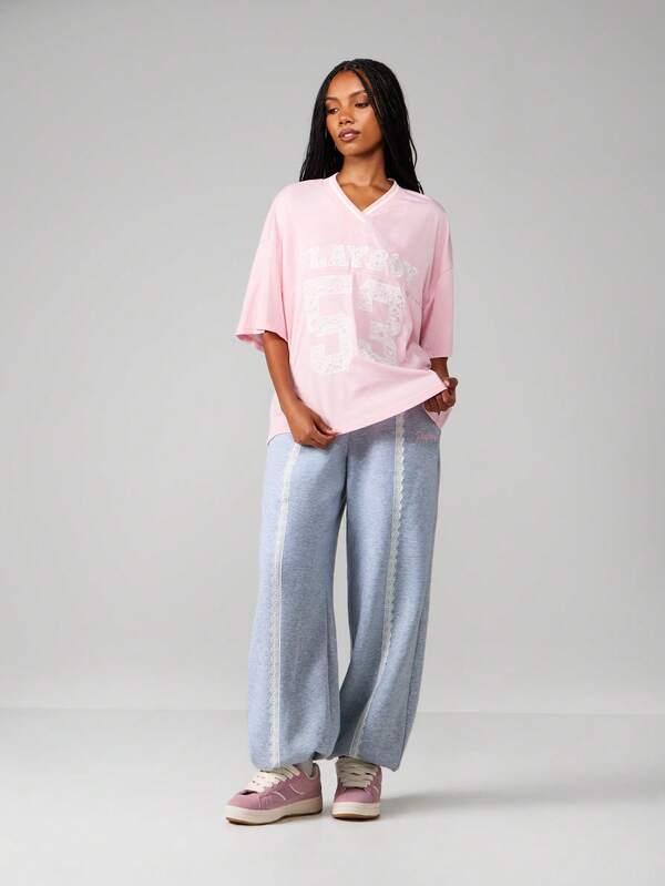 Missguided Missguided X Playboy Casual Sweatpants With Lace Side Stripes