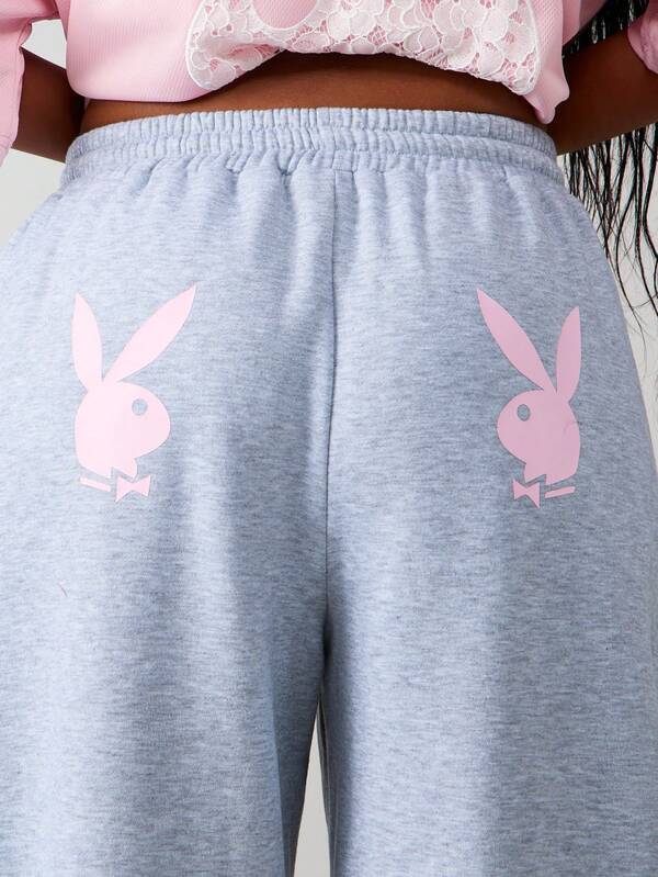 Missguided Missguided X Playboy Casual Sweatpants With Lace Side Stripes