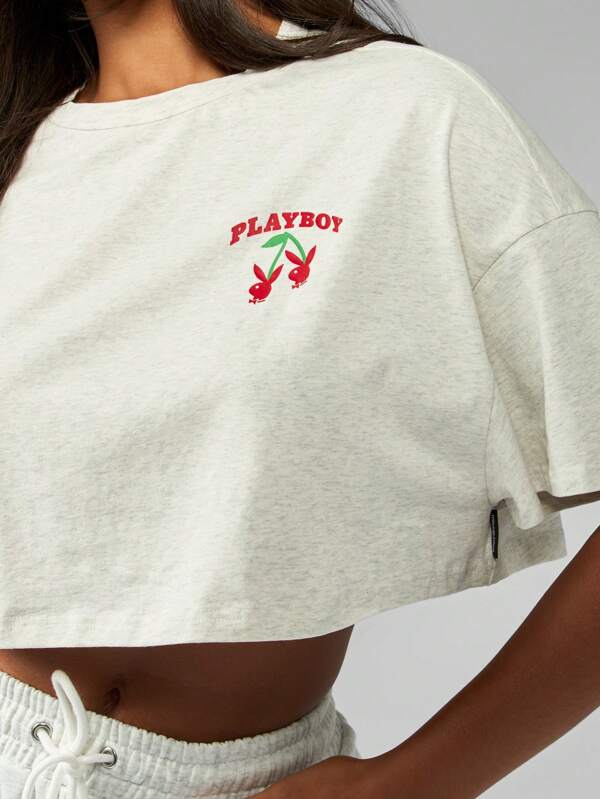Missguided Missguided X Playboy Cherry Design Oversized Casual T-Shirt
