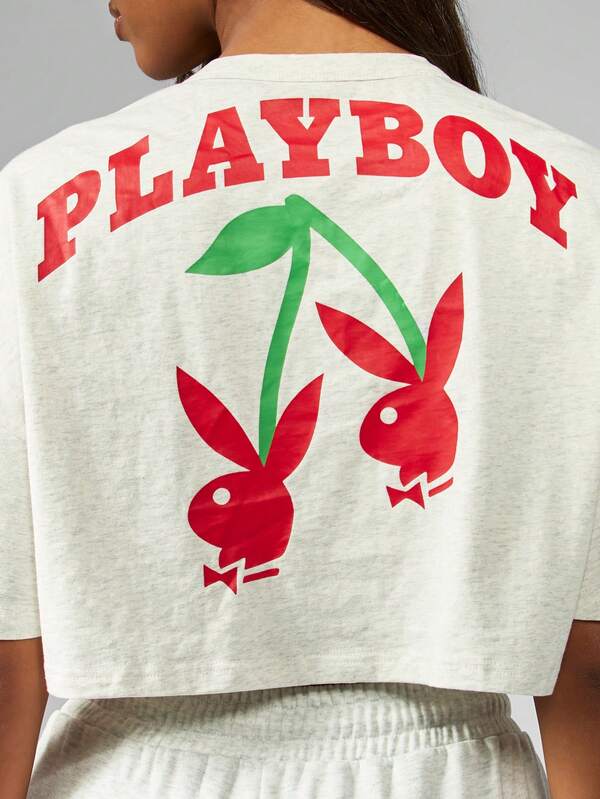 Missguided Missguided X Playboy Cherry Design Oversized Casual T-Shirt