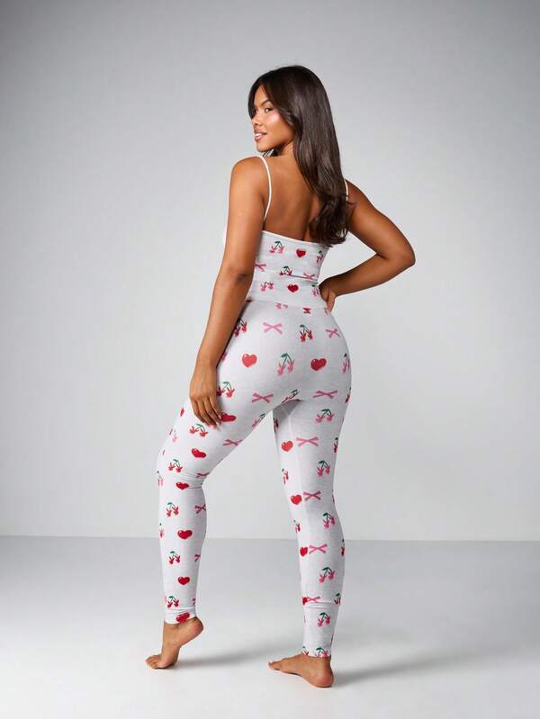 Missguided Missguided X Playboy Cherry Hearts Bow Print Pajama Set