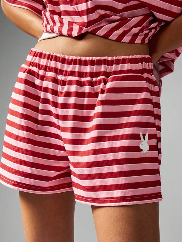 Missguided Missguided X Playboy Classic Retro Striped Two-Piece Coordinate Loungewear