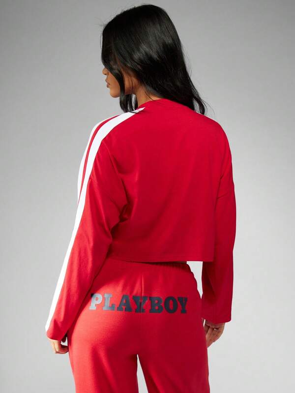 Missguided Missguided X Playboy Collegiate Crop Sweatshirt Varsity