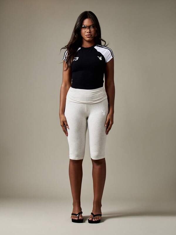 Missguided Missguided X Playboy Color Block Raglan Sleeve Fitted Crop T Shirt