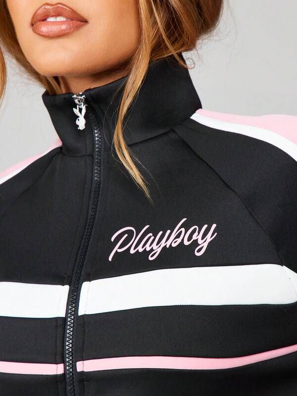 Missguided Missguided X Playboy Color Block Track Jacket
