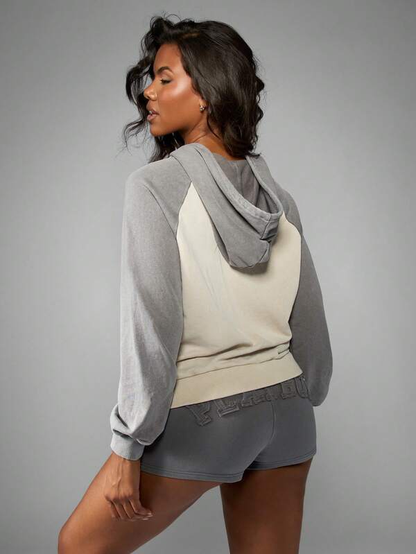Missguided Missguided X Playboy Color Block Washed Hoodie With Centre Pocket
