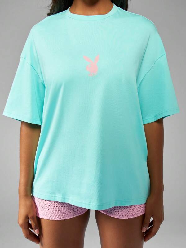 missguided Missguided x Playboy Comfort Graphic Print Oversized T-Shirt